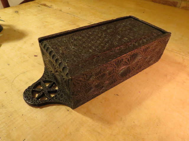 18th century oak chip carved candle box